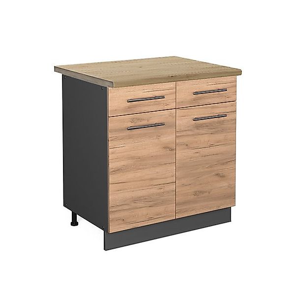 Vicco Unterschrank Fame-Line, Goldkraft Eiche/Anthrazit, 80 cm, AP Marmor günstig online kaufen