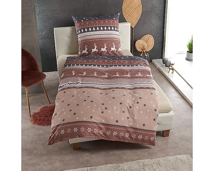 TRAUMSCHLAF Bettwäsche Hirsche, Biber, 2 teilig, hochwertige Biber Qualität günstig online kaufen