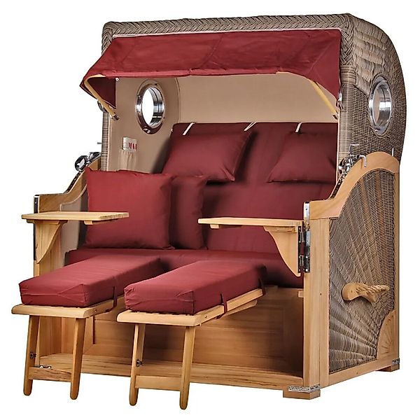 bene,iving Strandkorb Komplettset Königssee Teak Bullauge PE Grau Modell 55 günstig online kaufen