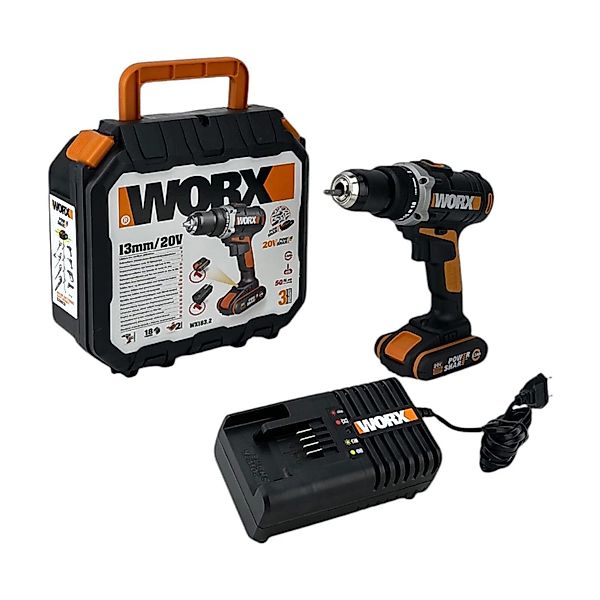 Worx Akku-Bohrschrauber WX183.2 Starterset 50Nm 20V günstig online kaufen