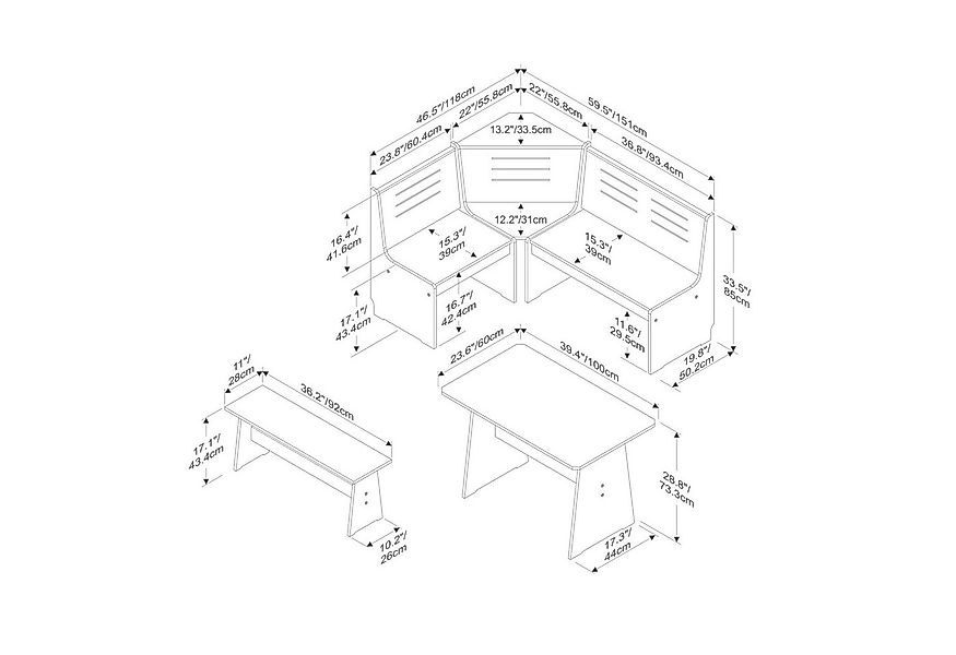 HTI-Living Eckbankgruppe Sitzgruppe 3-teilig Marija Weiß, (Set, 3-tlg., 1 E günstig online kaufen