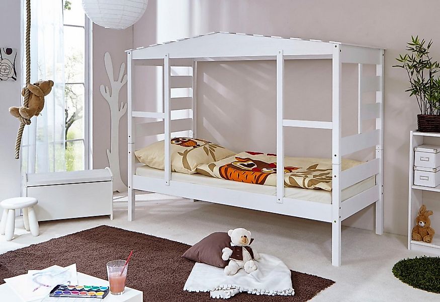 Ticaa Kinderbett "Lio", Hausbett, aus Kiefer Massivholz, inkl. Rollrost günstig online kaufen