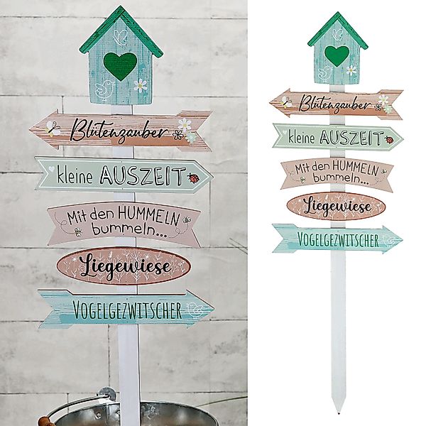 CEPEWA Gartenstecker Gartenschild Wegweiser Holzschild 76cm günstig online kaufen
