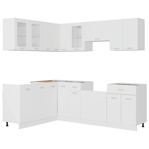 vidaXL 11-tlg Küchenzeile Weiß Holzwerkstoff Modell 3 günstig online kaufen