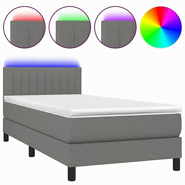 vidaXL Boxspringbett Boxspringbett mit Matratze LED Dunkelgrau 100x200 cm S günstig online kaufen