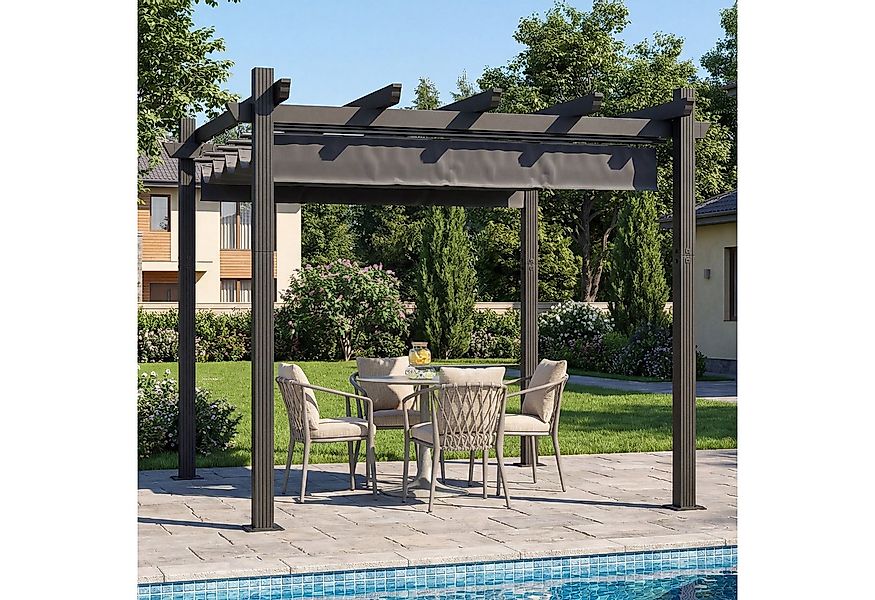 GUNJI Pergola 3x3/3x4m Winterfest, Magnetisch befestigte Aluminium-Pergola, günstig online kaufen