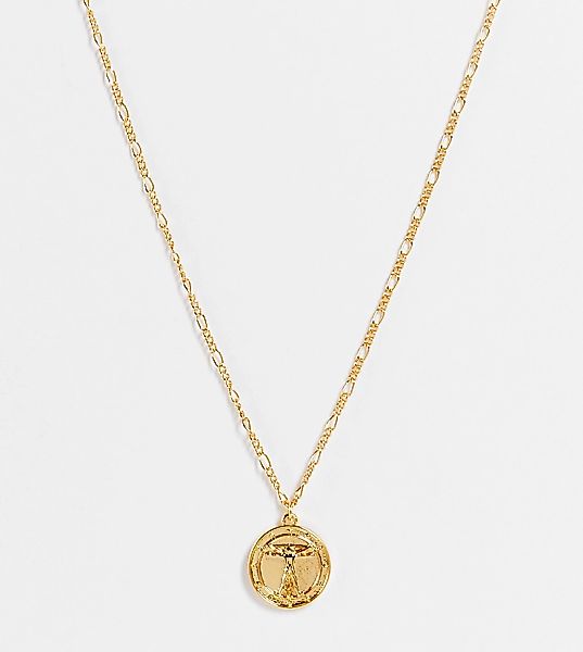 ASOS DESIGN – 14-karätig vergoldete Halskette mit Vitruvian-Anhänger-Goldfa günstig online kaufen