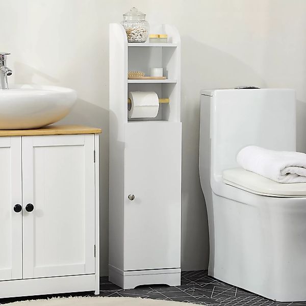kleankin Badezimmerschrank Badschrank mit 2 Offenen Ebenen, Schrankfach, Ec günstig online kaufen
