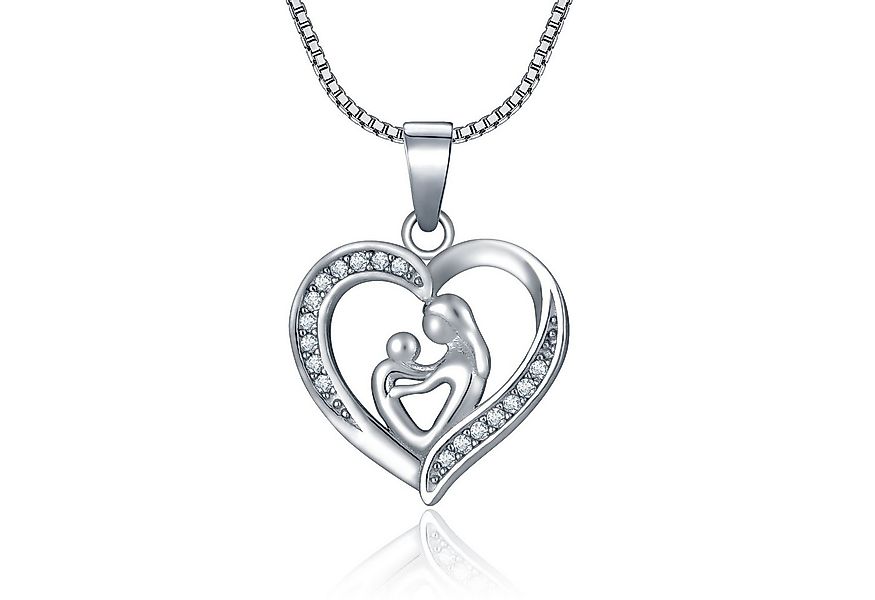 NAHLE Kette mit Anhänger Mutter Kind Silber Herz Kette Geburt Halskette (2- günstig online kaufen