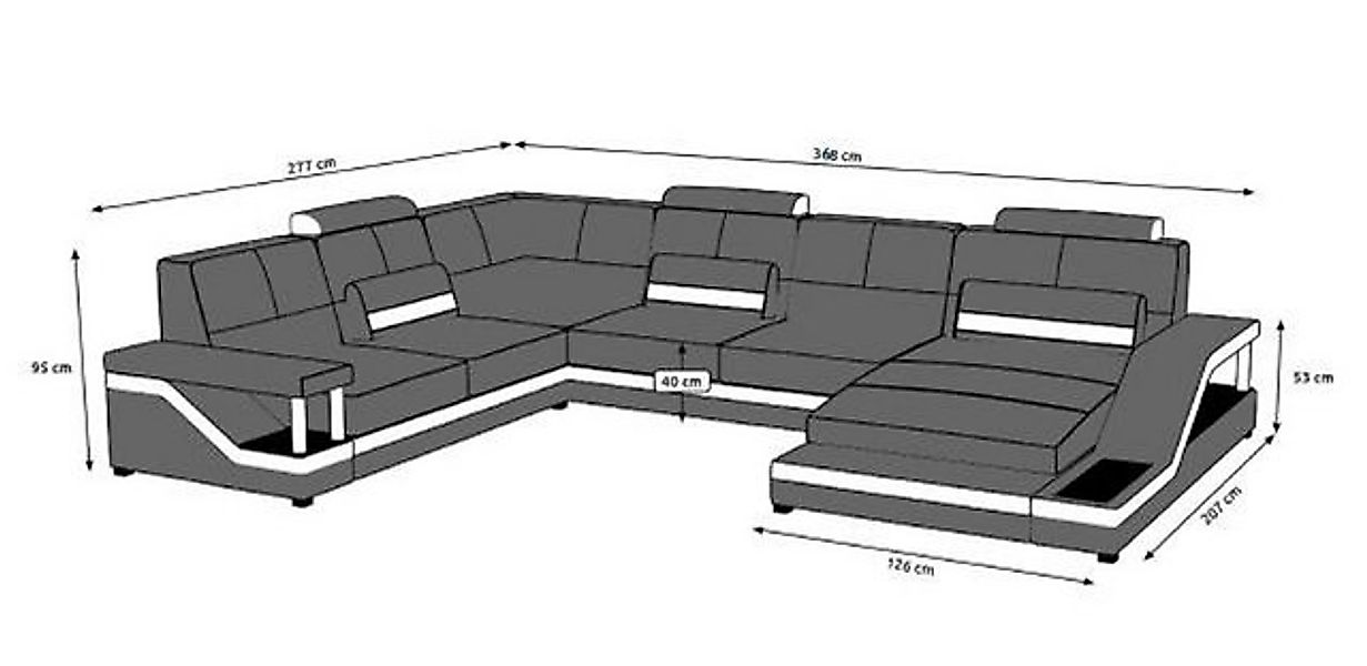 JVmoebel Ecksofa Designer U-Form Couch Ecksofa Polster Sofa Wohnlandschaft, günstig online kaufen