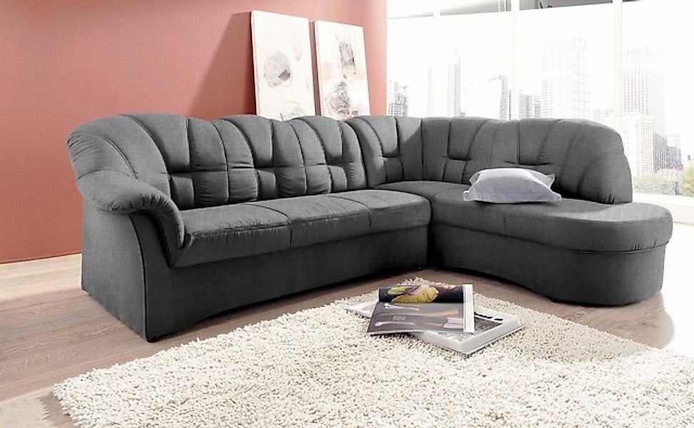 DOMO collection Ecksofa »Papenburg, zeitlose Rückensteppung, elegante Armle günstig online kaufen