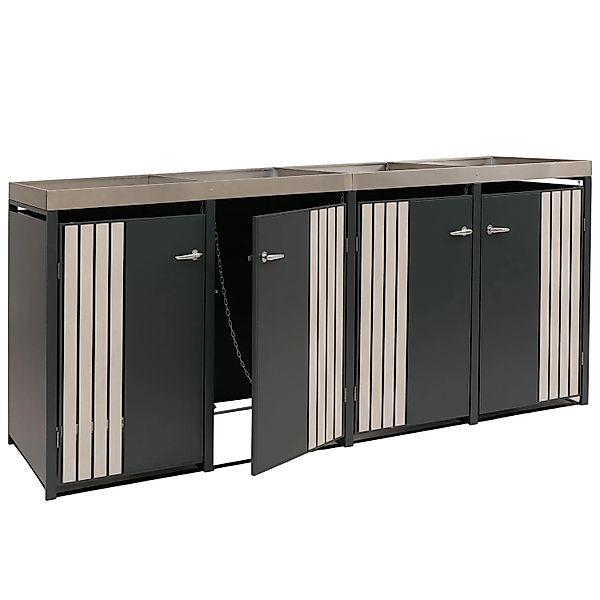 Proregal 4er-Mülltonnenverkleidung Mit Pflanzkasten HxBxT 125x260x84 cm Ant günstig online kaufen