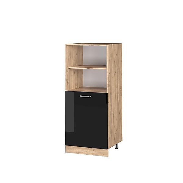 Vicco Herdumbauschrank R-Line Schwarz Hochglanz/Goldkraft Eiche 60 cm mit G günstig online kaufen