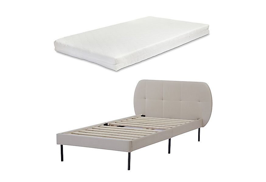 en.casa Polsterbett, »Porvoo« mit Matratze Samt 90 x 200 cm Beige günstig online kaufen