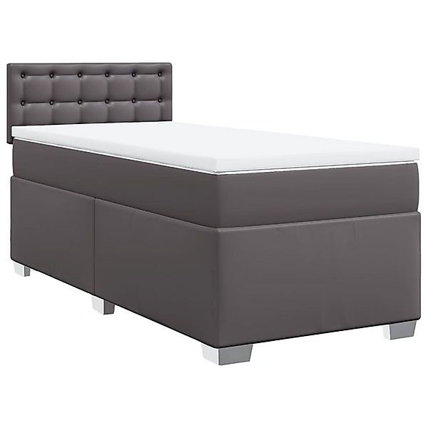 vidaXL Boxspringbett, Boxspringbett mit Matratze Grau 90x200 cm Kunstleder günstig online kaufen