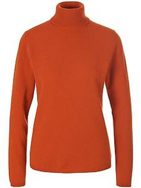 Rollkragen-Pullover aus Schurwolle und Kaschmir Peter Hahn orange günstig online kaufen