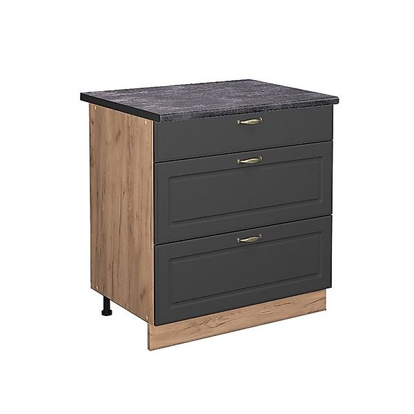 Vicco Küchenunterschrank Fame-Line Anthrazit-Gold/Goldkraft Eiche 80 cm mit günstig online kaufen