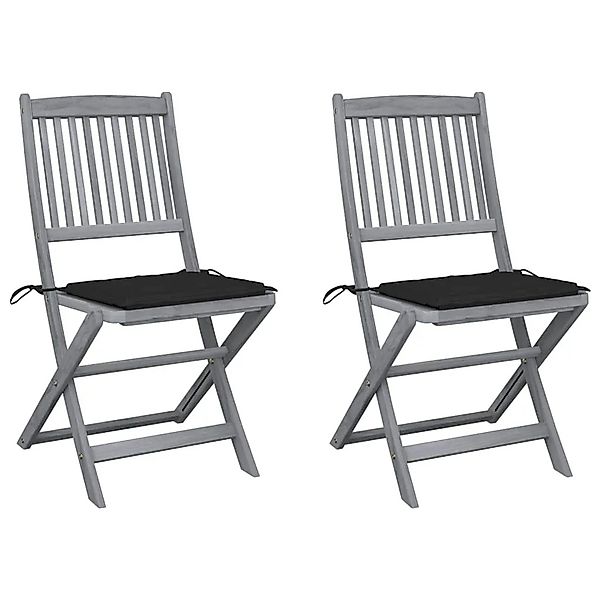 vidaXL Klappbare Gartenstühle 2 Stk mit Kissen Massivholz Akazie 3064543 günstig online kaufen