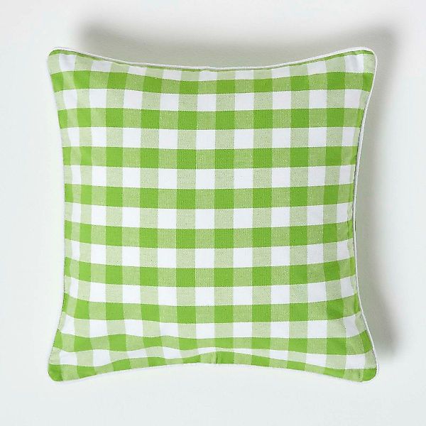 Homescapes Kissenhülle Grün karierter Kissenbezug 45 günstig online kaufen
