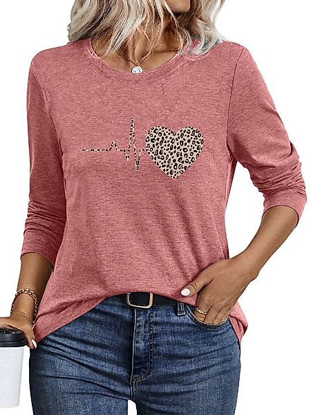 PYLIKE Langarmshirt Bequemes Shirt Damen Langarm Herbst Basic-Shirt mit aus günstig online kaufen