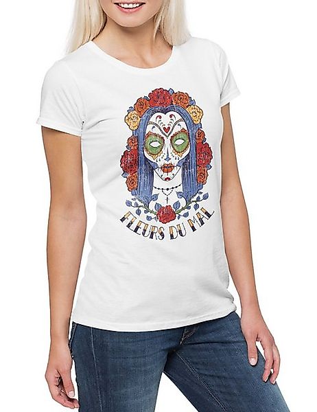 Urban Backwoods Print-Shirt Fleurs Du Mal Damen T-Shirt Schädel Tattoo Mexi günstig online kaufen