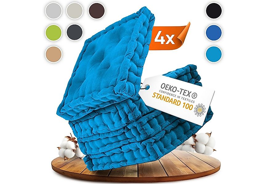 Gräfenstayn Sitzkissen 4er Set 40x40 cm mit 8 cm Polsterung aus 100 % Baumw günstig online kaufen