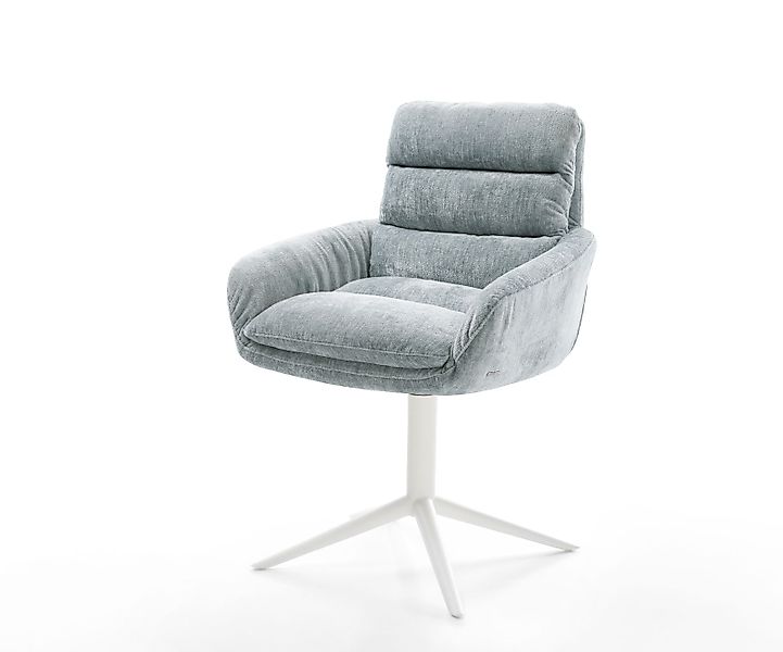 Drehstuhl Abelia-Flex mit Armlehnen Chenille Pastellblau Fußkreuz Weiß 360° günstig online kaufen