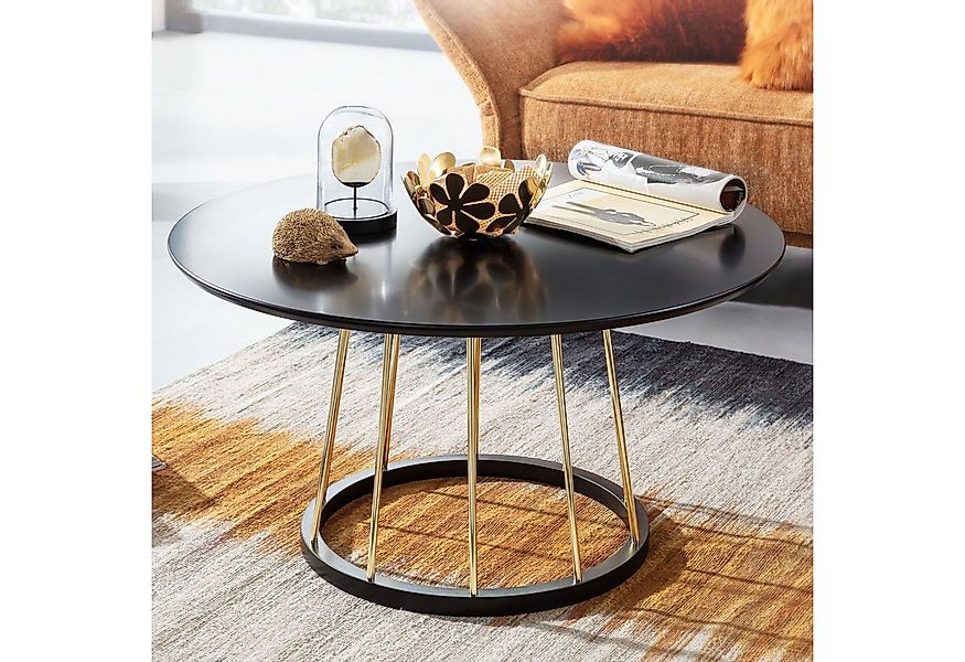 FINEBUY Couchtisch FB73547 Sofatisch Rund 80 cm Schwarz Metall Wohnzimmerti günstig online kaufen