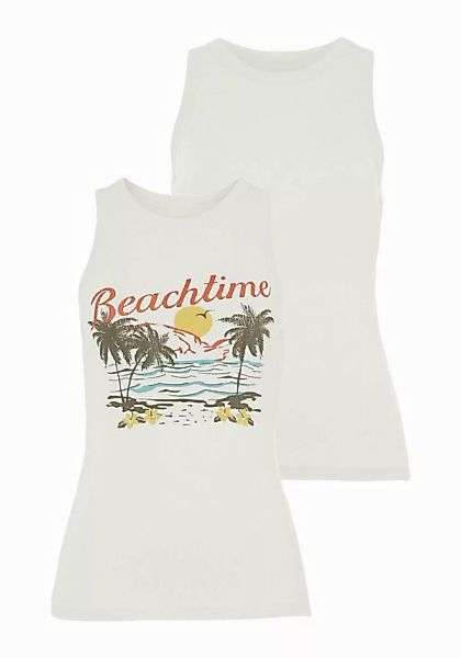 Beachtime Tanktop, (Packung, 2 tlg.), mit tropischem Druck günstig online kaufen