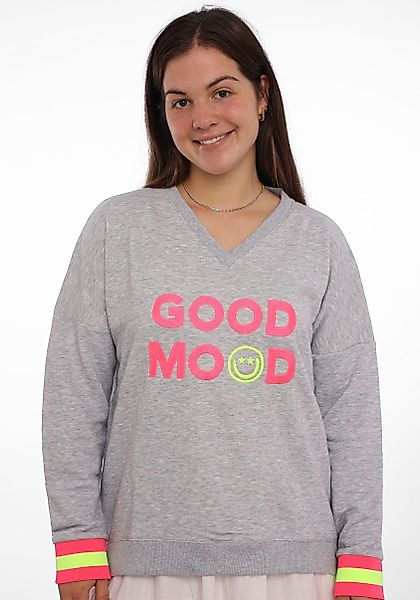 Zwillingsherz Sweatshirt mit aufgesticktem Smiley und günstig online kaufen