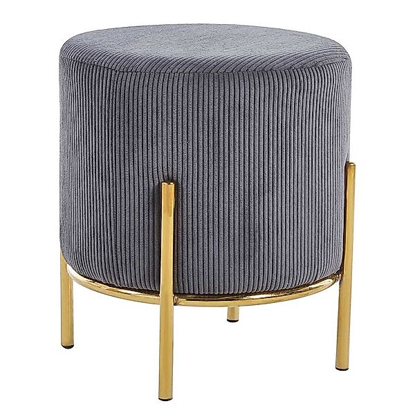 Hocker mit Metallgestell in Grau Cord Goldfarben günstig online kaufen