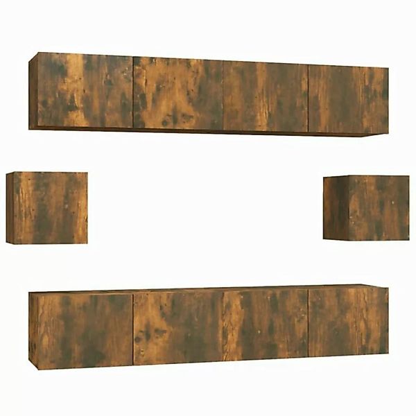 furnicato TV-Schrank 6-tlg. TV-Schrank-Set Räuchereiche Holzwerkstoff (1-St günstig online kaufen