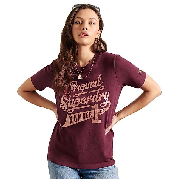 Superdry Glitter Sparkle Kurzärmeliges T-shirt M Boston Burgundy Grit günstig online kaufen