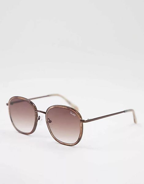 Quay – Jezabell Inlay – Runde Damensonnenbrille in Beige-Braun günstig online kaufen