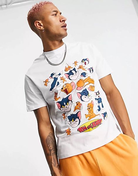 ASOS DESIGN – T-Shirt in Weiß mit Tom & Jerry -Print günstig online kaufen