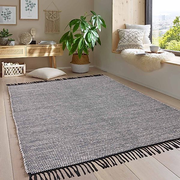 TaraCarpet Wollteppich Handwebteppich Borkum 100% Baumwolle, günstig online kaufen