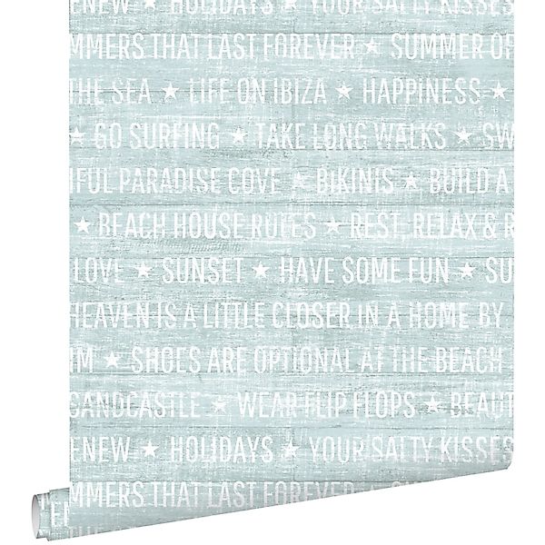 ESTAhome Tapete Sommerliche Texte Hellgrün 53 Cm X 1005 Cm 148641 günstig online kaufen