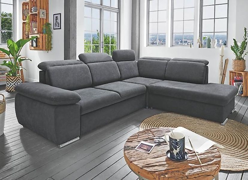 L Sofa mit Schlaffunktion und Bettkasten Anthrazit Grau 287 x 236 cm VASTO günstig online kaufen