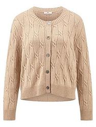 Strickjacke Rundhals-Ausschnitt Peter Hahn beige günstig online kaufen