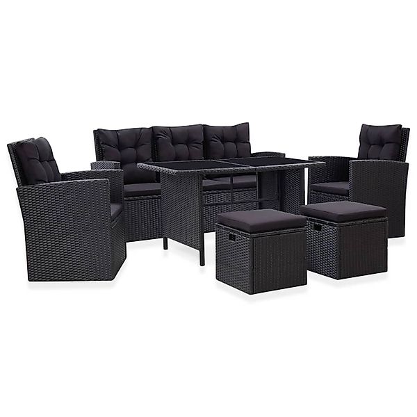 6-tlg. Garten-lounge-set Mit Kissen Poly Rattan Schwarz günstig online kaufen