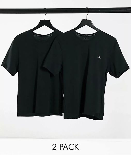 CK One – 2er-Pack T-Shirts in Schwarz mit Rundhalsausschnitt und Logo auf d günstig online kaufen