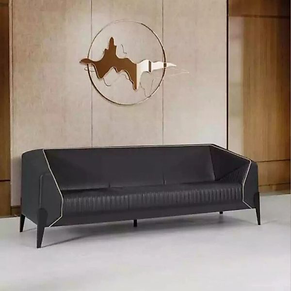 JVmoebel Sofa Schwarzes Ledersofa Büromöbel Wohnzimmer Neue Couch Luxus Pol günstig online kaufen