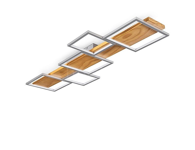 hofstein Deckenleuchte Deckenlampe aus Metall/Holz/Kunststoff in Silberfarb günstig online kaufen