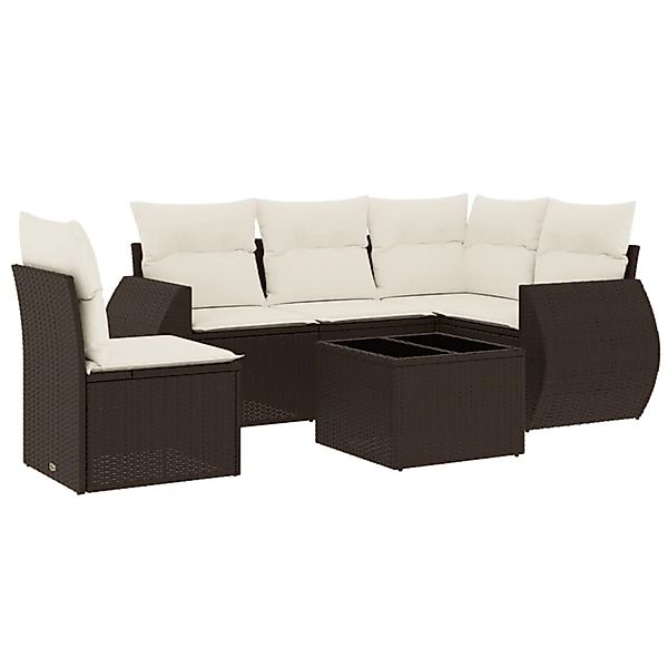 vidaXL 6-Tlg Garten-Sofagarnitur mit Kissen Braun Poly Rattan 3221382 günstig online kaufen
