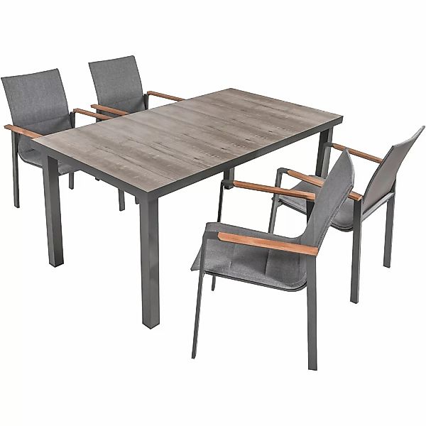 Garden Pleasure Gartenmöbel-Set Rana/Davina 5-teilig Anthrazit FSC® günstig online kaufen