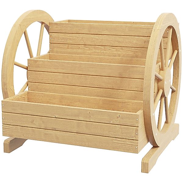 Outsunny Hochbeet aus Holz, Blumenkasten mit 3 Etagen, Gemüsebeet mit Wagen günstig online kaufen