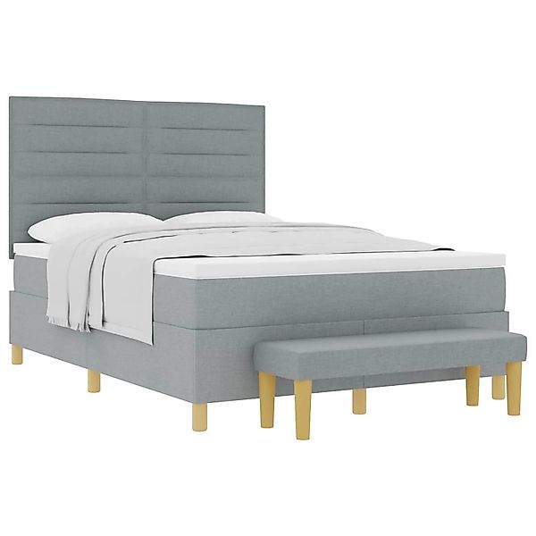 vidaXL Boxspringbett mit Matratze Hellgrau 140 x 190 cm Stoff 3344219 günstig online kaufen