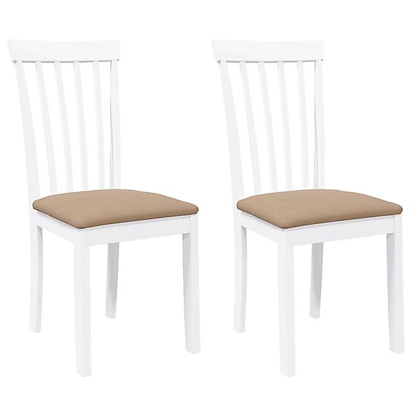 vidaXL Esszimmerstühle mit Kissen 2 Stk Weiß Massivholz Gummibaum 4102394 günstig online kaufen