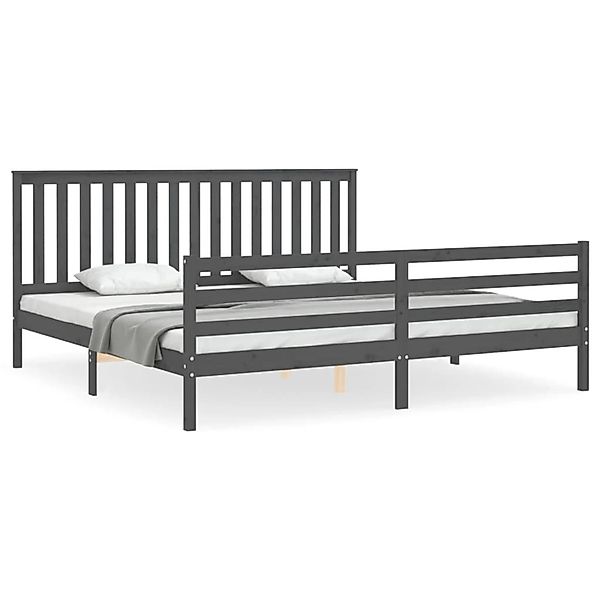 vidaXL Massivholzbett mit Kopfteil Grau 200x200 cm 3194268 günstig online kaufen
