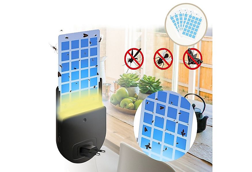 MUPOO Insektenfalle Fliegenfallenlampe Nachtlicht Steckdose mit 5 Klebekart günstig online kaufen